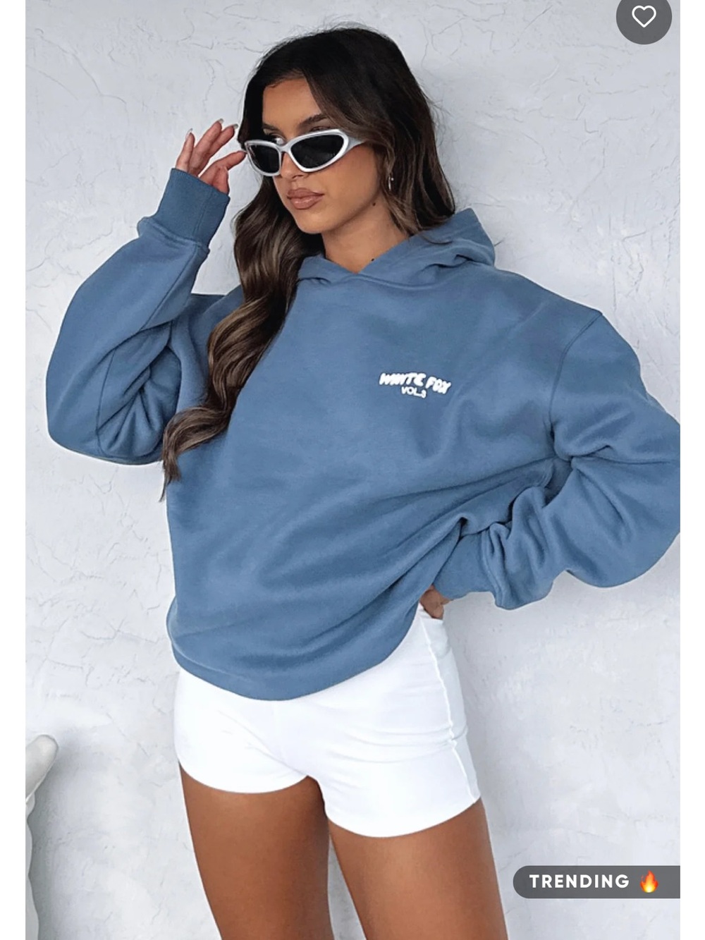 White Fox Boutique Offstage Ocean Dusty Blue Oversized Hoodie
